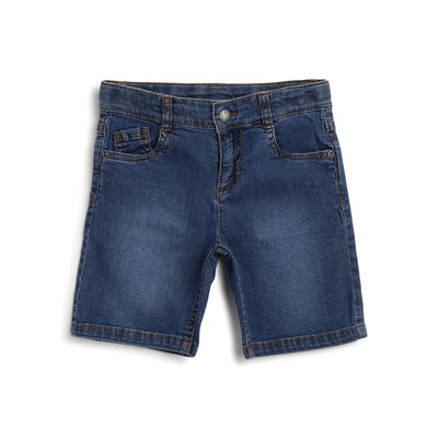 Boys Dark Blue Solid Shorts